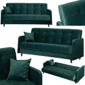 Sofy i kanapy - Wersalka Sofa Kanapa Rozkładana Z Funkcją Spania Welurowa Zielona TIVOLI - miniaturka - grafika 1