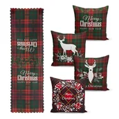 Pozostałe akcesoria świąteczne - Zestaw 4 świątecznych poszewek na poduszki i bieżnika Minimalist Cushion Covers Tartan Christmas - miniaturka - grafika 1