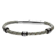 Bransoletki - Szara bransoletka rzemień, beads - Manoki - miniaturka - grafika 1