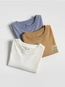 Bluzki dla chłopców - Reserved - Bawełniany longsleeve 3 pack - fioletowy - miniaturka - grafika 1