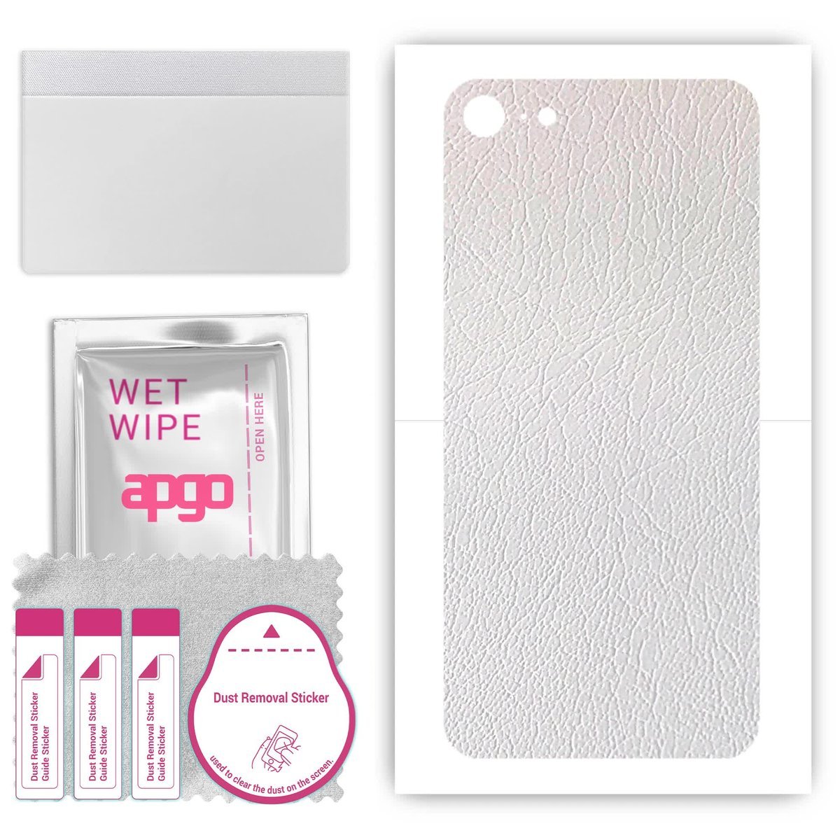 Folia naklejka skórka strukturalna na TYŁ do Apple iPhone 7 - Skóra Biała - apgo SKINS