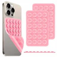 Uchwyty samochodowe do telefonów - SILIKOWNOWA PRZYSSAWKA NA PLECKI DO TELEFONU RÓŻOWY DO LUSTRA MEBLI UCHWYT - miniaturka - grafika 1