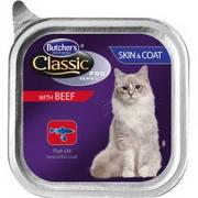 Mokra karma dla kotów - Butchers Classic Pro Series Skin&Coat z wołowiną tacka 100g - miniaturka - grafika 1