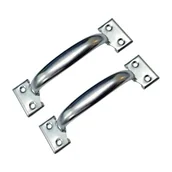 Zawiasy, okucia i inne akcesoria - Zestaw 2 klamek do drzwi stodołowych w stylu retro do szafek kuchennych, odległość między otworami: 82 mm, żelazo w kolorze srebrnym - miniaturka - grafika 1