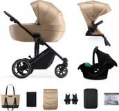 Wózki dziecięce - Wózek KinderKraft KINDERKRAFT stroller 3in1 PRIME 2 3IN1 MINK PRO SANDROSE BEIGE, KSPRIM02BEG300I - miniaturka - grafika 1