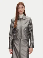 Kurtki damskie - DKNY Kurtka z imitacji skóry P4JJ6XJA Srebrny Regular Fit - miniaturka - grafika 1