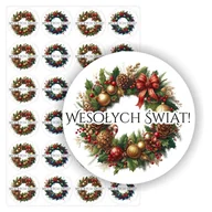 Akcesoria do pakowania - Świąteczne naklejki etykiety nalepki na święta Boże Narodzenie ma prezenty upominki paczki pod choinkę, arkusz 24 szt., drukant E-BN_09 - miniaturka - grafika 1