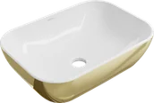 Umywalki - Mexen Rita umywalka nablatowa 45 x 32 cm, biała/złota - 21084506 - miniaturka - grafika 1