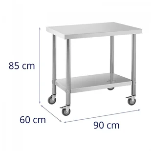 Stół ze stali nierdzewnej na kółkach - 60 x 90 cm - 145 kg ROYAL CATERING 10012816 RCAT-90/60-W - Meble gastronomiczne - miniaturka - grafika 7