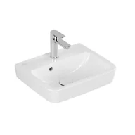 Umywalki - Villeroy & Boch O.novo Umywalka wisząca mała 45x37 cm z otworem na baterię z przelewem z powłoką CeramicPlus weiss alpin 43444GR1 - miniaturka - grafika 1