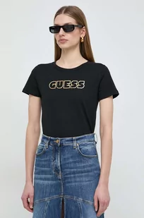 Guess t-shirt bawełniany damski kolor czarny - Koszulki sportowe damskie - miniaturka - grafika 1