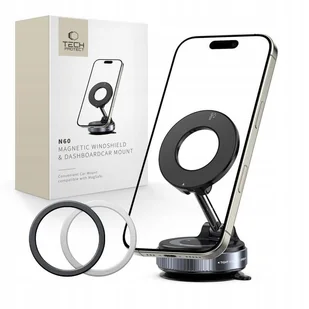 TECH-PROTECT N60 MAGNETIC MAGSAFE WINDSHIELD & DASHBOARD CAR MOUNT BLACK - Uchwyty samochodowe do telefonów - miniaturka - grafika 1