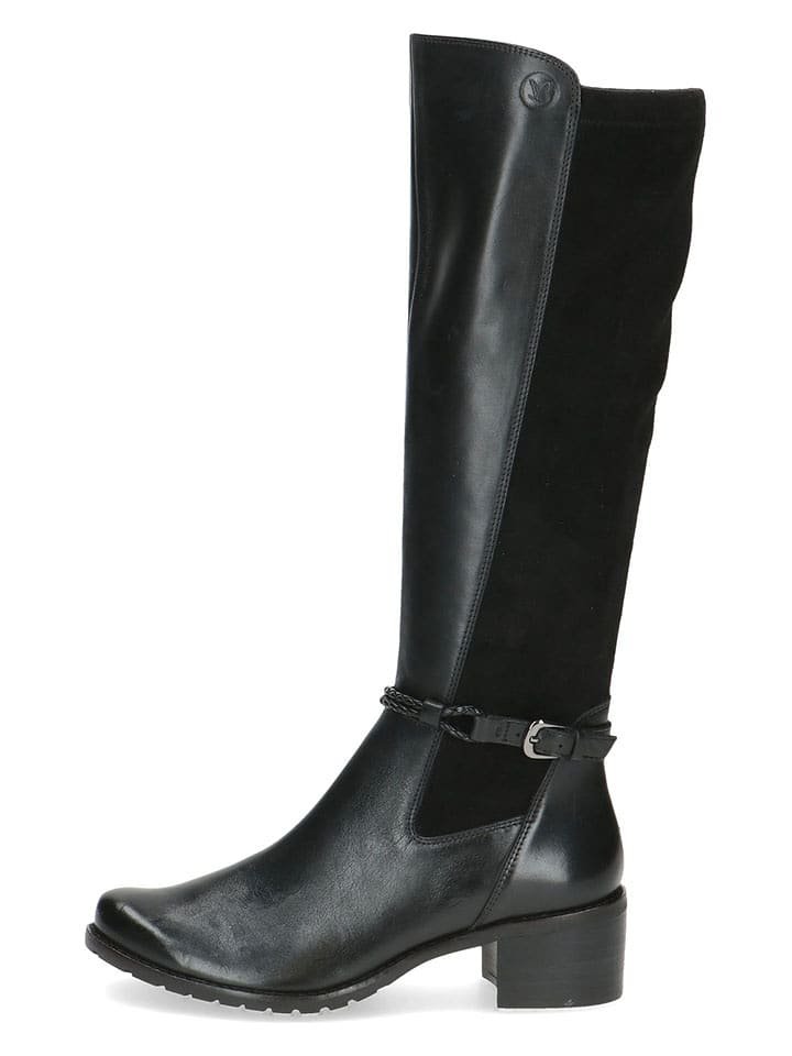 Caprice Skórzane kozaki w kolorze czarnym