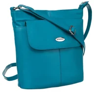 Torebki damskie - Klasyczna mała listonoszka damska na ramię crossbody ze skóry naturalnej Rovicky, turkusowy - miniaturka - grafika 1