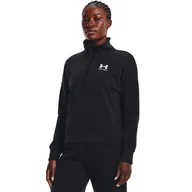 Bluzy sportowe damskie - Damska bluza dresowa nierozpinana bez kaptura UNDER ARMOUR Rival Fleece HZ - czarna - miniaturka - grafika 1