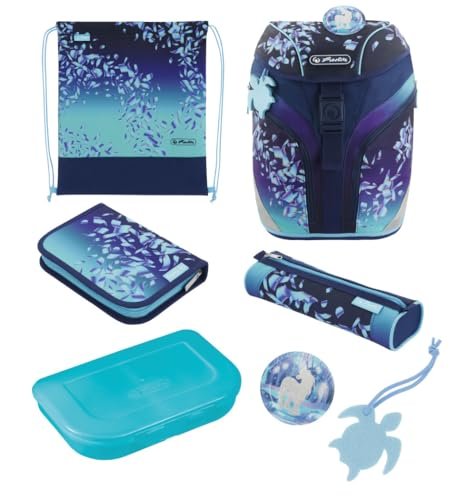 Grundschulrucksack SoftLight (niebieski/turecki, Schleretui mit 16 Teilen, Faulenzer, Sportbeutel, 1x Klett-Applikation, 1 Filzanhnger? Schildkrte?)