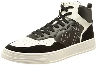 Koszulki męskie - Armani Exchange Męskie sneakersy High top, wielokolorowe, wytłaczane logo Embossed Logo Sneaker, czarne, 43 EU - grafika 1