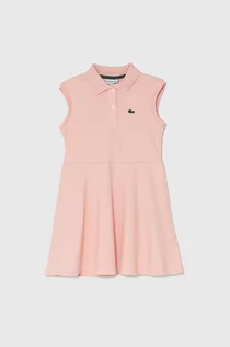 Sukienki i spódniczki dla dziewczynek - Lacoste sukienka dziecięca kolor różowy mini rozkloszowana - grafika 1