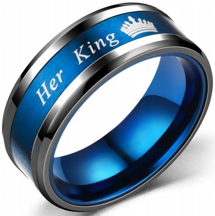 Pierścień Srebrny Niebieski Her King Sygnet Ring