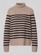 Swetry damskie - Sweter z wywijanym kołnierzem o kroju oversized z mieszanki wełny i kaszmiru - miniaturka - grafika 1