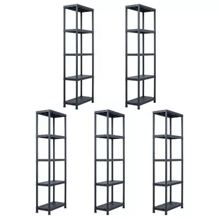 Regały magazynowe, 5 szt., czarne, 125 kg, 60x30x180 cm - Szafy i regały magazynowe - miniaturka - grafika 1