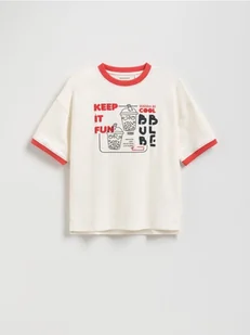 Reserved - T-shirt z nadrukiem - złamana biel - Koszulki dla chłopców - miniaturka - grafika 1