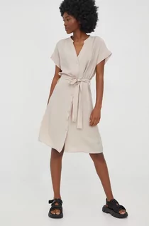 Sukienki - JDY sukienka kolor beżowy mini prosta - grafika 1