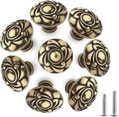 Zawiasy, okucia i inne akcesoria - Gałka meblowa w kolorze brązu, gałka do drzwi, mały uchwyt do szuflady, pojedynczy otwór, okrągły uchwyt ze śrubami, uchwyt w stylu antycznym do szaf - miniaturka - grafika 1