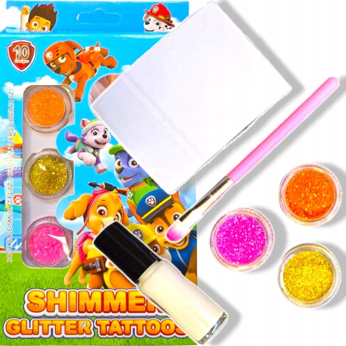 TATUAŻE PSI PATROL ZESTAW DO TWORZENIA TATUAŻY BROKATOWYCH SZABLONY TATOO