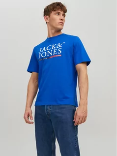 Koszulki męskie - Jack&Jones T-Shirt 12228542 Niebieski Standard Fit - grafika 1