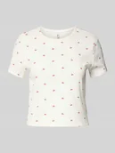 Koszulki i topy damskie - T-shirt o kroju regular fit z prążkowaniem model ‘FENJA LIFE’ - miniaturka - grafika 1