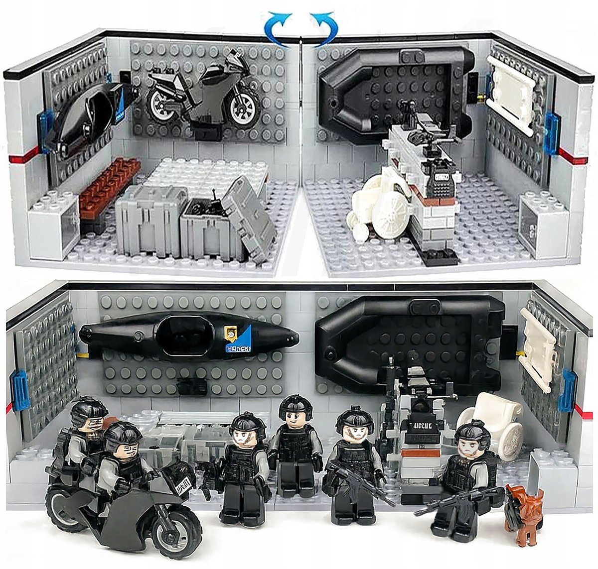 MAGAZYN POLICJA 6478 bronie motor klocki wojsko płytka broń figurki karabin