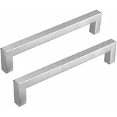 Zawiasy, okucia i inne akcesoria - Zestaw 2 uchwytów do szafek kuchennych, rozstaw osi 128 mm, uchwyty do szafek kuchennych ze stali nierdzewnej, srebrny uchwyt kuchenny, szczotkowany n - miniaturka - grafika 1