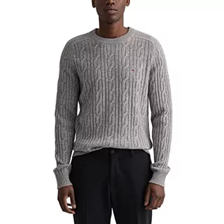 Swetry męskie - Gant Sweter męski, Szary Melanż, XL - grafika 1