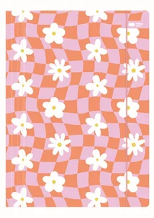 Teczka z gumką A4 kratka różowo-pomarańczowa z kwiatkami Happy Color - Teczki i skoroszyty - miniaturka - grafika 1