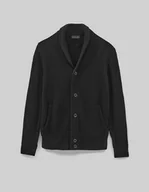 Swetry męskie - Męski rozpinany sweter z wełną mugnano vn czarny - miniaturka - grafika 1