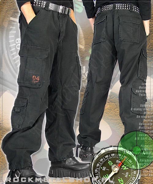 spodnie bojówki AIRBORNE VINTAGE TROUSERS BLACK-S