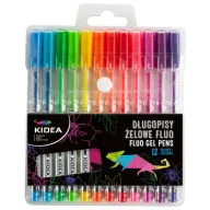 Długopisy - Długopisy żelowe fluo 12 kolorów KIDEA - miniaturka - grafika 1