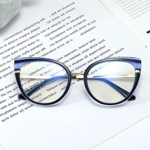 Okulary kocie do komputera damskie z filtrem BLUE Light zerówki 2582-4 - Okulary korekcyjne, oprawki, szkła - miniaturka - grafika 1