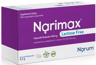 Narine Probiotyk Narine Narimax Lactose Free kapsułki 150mg 30szt. - Układ pokarmowy - miniaturka - grafika 1