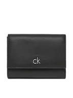Portfele - Calvin Klein Mały Portfel Damski Ck Re-Lock Medium Trifold LV04F1035G Czarny - miniaturka - grafika 1