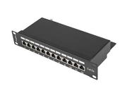 Wtyczki i adaptery - LANBERG Patch Panel 12 Port 1U 10 cali kat.5e ekranowany czarny PPF5-9012-B - miniaturka - grafika 1