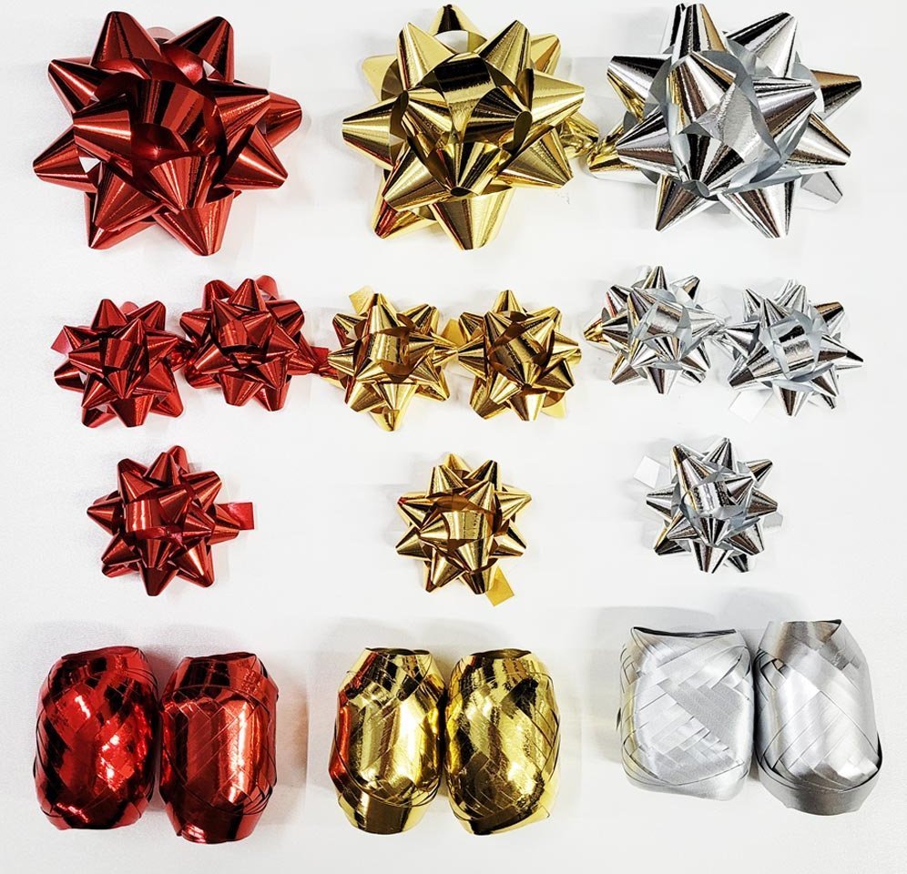 Fastima Zestaw dodatków do pakowania prezentów 12 rozet 6 wstążek RD1