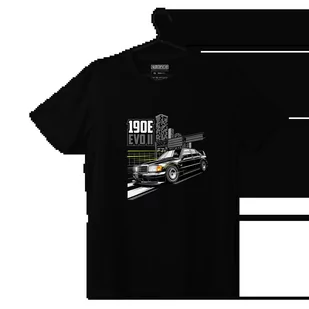 Czarny T-shirt Mercedes W201 E190 AMG EVOII -M - Odzież do sportów motorowych - miniaturka - grafika 1