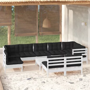 Lumarko 10-cz. zestaw wypoczynkowy do ogrodu, poduszki, biała sosna - Meble ogrodowe - miniaturka - grafika 1