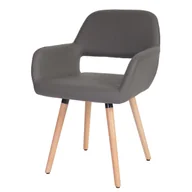 Krzesła - Krzesło do jadalni HWC-A50 II, krzesło kuchenne, retro 50s design ~ imitacja skóry , szary, jasne nogi - miniaturka - grafika 1