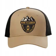 Czapki i chusty sportowe męskie - CZAPKA Z DASZKIEM Trucker Beżowa Oddychająca W Góry BORN TO WANDER Wzory - miniaturka - grafika 1