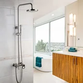 Baterie wannowe i prysznicowe - Bateria prysznicowa retro CLORINE srebrny chrom - miniaturka - grafika 1