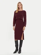 Sukienki - Morgan Sukienka dzianinowa 242-RMONA Bordowy Slim Fit - miniaturka - grafika 1
