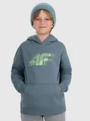 Bluzy dla chłopców - 4F Bluza dresowa nierozpinana z kapturem chłopięca - turkusowa 122 (6-7 lat) - miniaturka - grafika 1